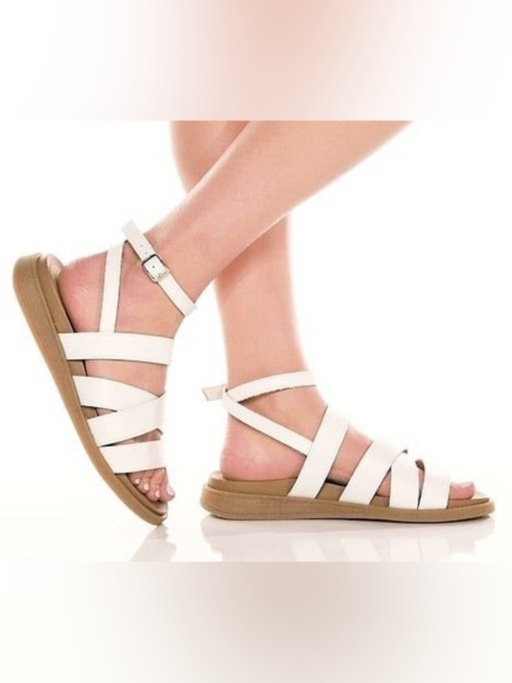 Cordani White Multi-Strap Ankle Strap Sandals